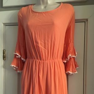 Orange romper with mid length sleeve